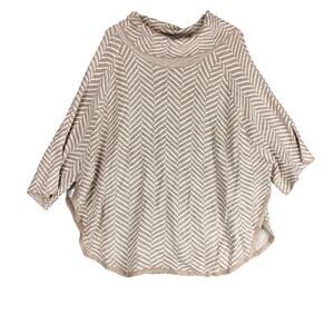 LOFT Outlet Womens Sweater Beige Cream Chevron Poncho Cowl Neck M/L